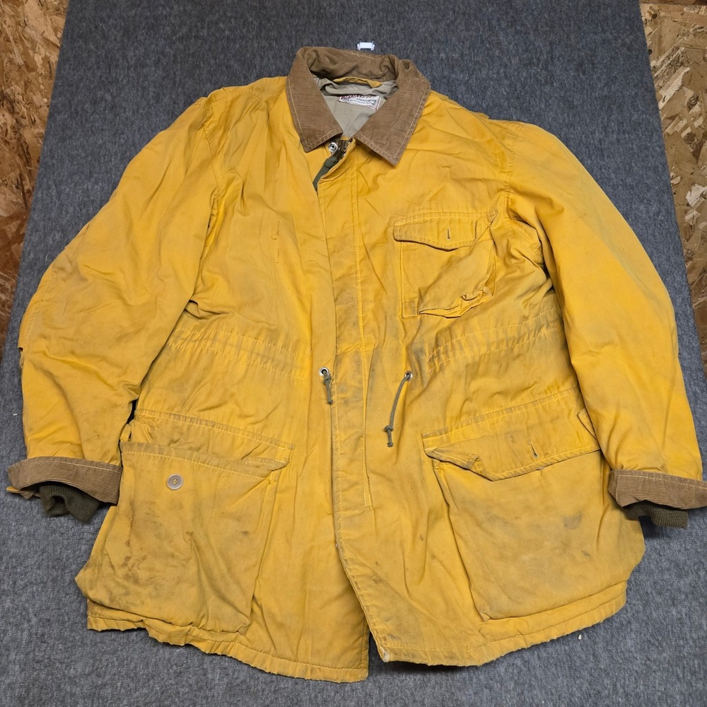 Vintage 50s Warmster Field Jacket Mens Large Yellow Corduroy Collar InsulAir